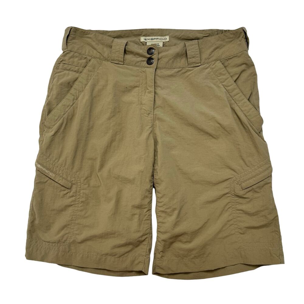 EXOFFICIO Khaki Tan Longer Inseam Quick Dry Nylon Shorts Size 4 Women’s Outdoor